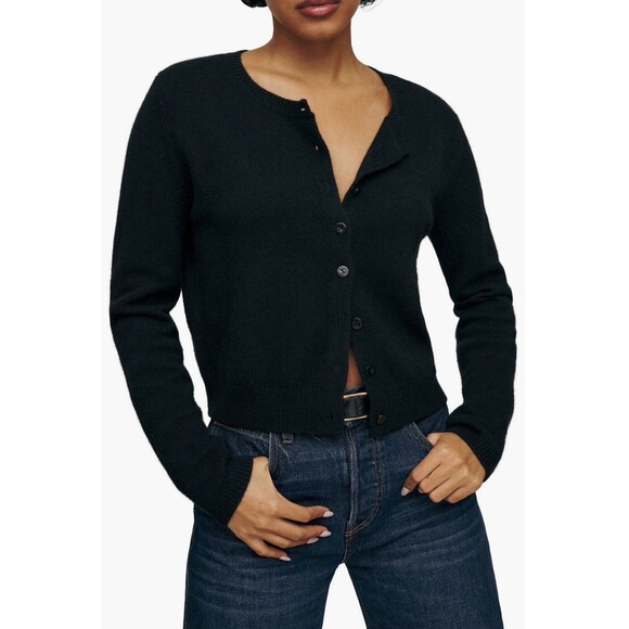Reformation Sweaters - Reformation Black Clara Cashmere Crew Women’s Cardigan Size S